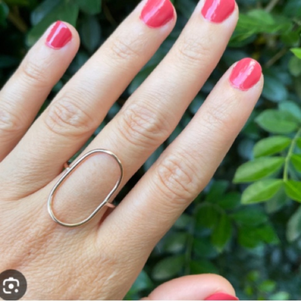 Minimalist Gold Tone Karma Oval Ring
